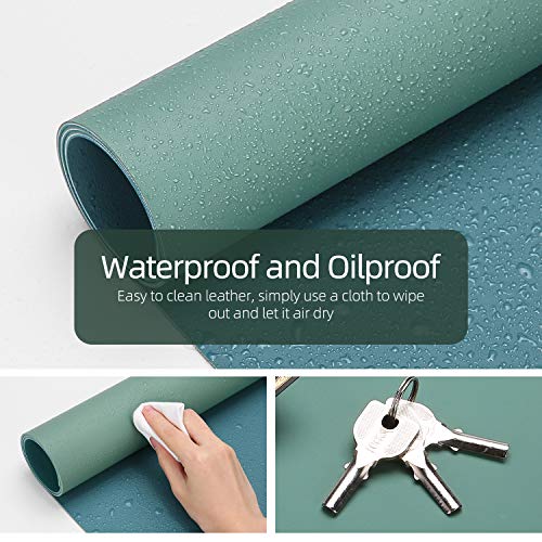 YSAGi Desk Pad, Desk Mat, 31.5" x 15.7" Dual-Sided Laptop Desk Pad Protector, Large Leather Desk Blotter for Keyboard and Mouse, Waterproof Desk Writing Pad for Office(Pistachio Green + Green Blue) - color: Pistachio Green + Green Blue, size: 15.7" x 31.5