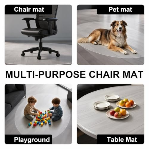 Clear Chair Mat for Hard Floor, 48" x 48" Heavy Duty Floor Protector, Round - size: 48" x 48" Rround (for hard floors)