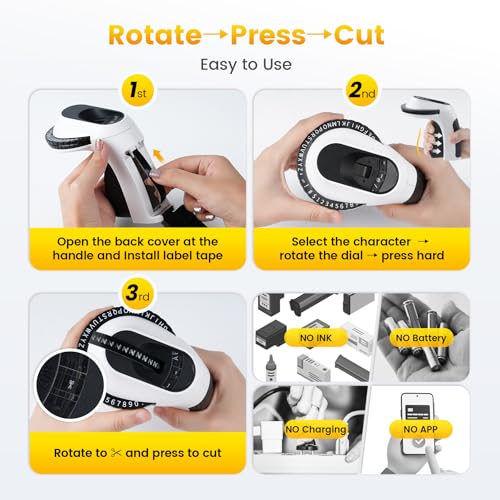 Zodzi Label Maker,Embossing Label Maker,Manual Embossed Label Maker Machine - color: Black