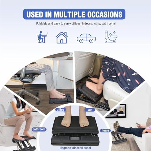 Adjustable Footrest with Removable Foam Cushion, Under Desk Footrest with Massage Beads for Car, Home, Office Stool, 4-Level Height for Improved Posture Back&Hip Pain Relief(Black Plus) - color: Black Plus