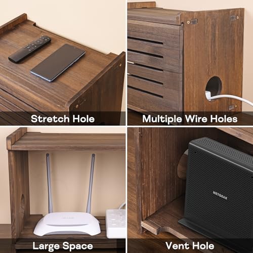 Router Shelf Projector Shelf Projector Stand Router Storage Box Modem Cable Router Cover Organized Power Strip Cable Management Hider Rack by Solid Wood Need Assembly SS