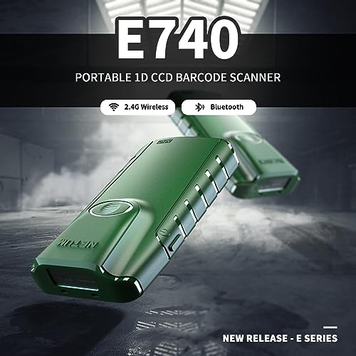 NETUM Bluetooth 1D Barcode Scanner, 3-in-1 Portable CCD Bar Code Reader | Automatic Wireless Gun Scan Back Clip Work with Tablet iOS Android Windows MacOS for Warehouse Inventory POS (1D - E740) - size: 1D - E740