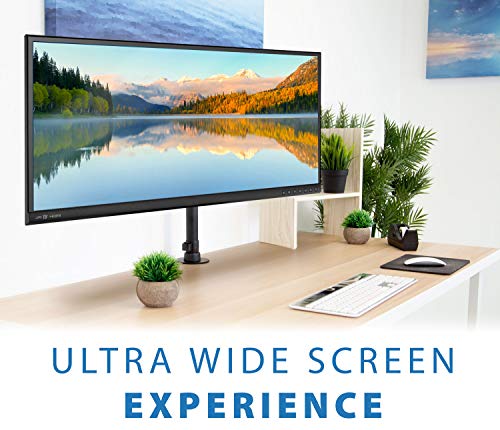 Mount-It! Ultra-Wide Single Monitor Arm Desk Mount, Height Adjustable Pole Stand for 13–42 Inch Screens up to 22 lbs, VESA 75x75 to 200x200, Clamp & Grommet