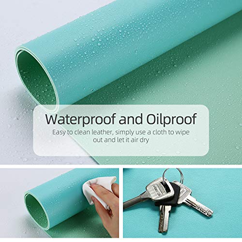 YSAGi Desk Pad, Desk Mat, 31.5" x 15.7" Laptop Leather Desk Pad Protector, Large Leather Desk Blotter for Keyboard and Mouse, Waterproof Desk Writing Pad for Office(Calamine Blue+Cobalt Green) - color: Calamine Blue+cobalt Green, size: 15.7" x 31.5"