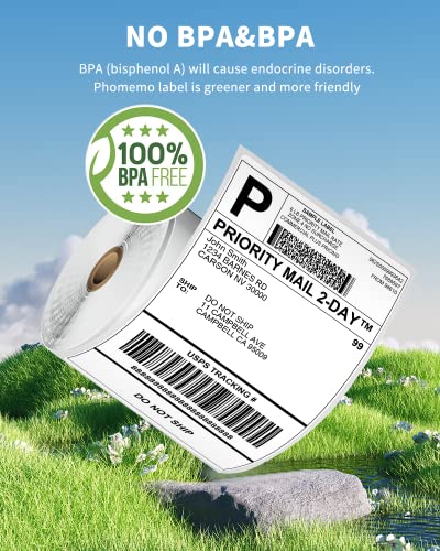 Phomemo 4x6 Thermal Label Printer Paper - 500 PCS Pink 4"x6" Labels Roll Shipping Supplies Labels - Water/Oilproof Stickers - Permanent Adhesive Thermal Shipping Label for Ship Packages - color: Pale Pink, size: 4x6*500