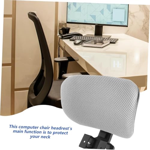 Durable Office Chair Headrest Attachment,Lift Adjustable Angle Desk Chair Head Support Cushion for Chair Back Thickness Within 2cm (Grey-Black Frame) - color: Grey-black Frame