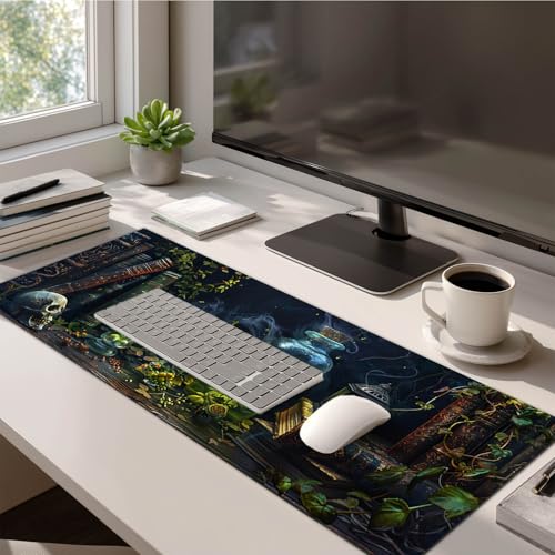 HOMETITUTE Large Mouse Pad 31.5x11.8 Inch Gaming Mousepad Alchemy Botanical Fantasy Art Non-Slip Keyboard Desktop Protector Mat XL Mouse Pad for Home Office Laptop Wireless Mice Accessories - color: Alchemy Botanical Fantasy Art
