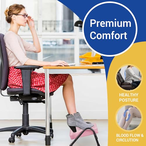 FUSLITE Ergonomic Adjustable Under Desk Foot Rest, Black - color: White and Black Alternating