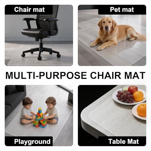 Clear Chair Mat for Hard Floor, 36" x 48" Heavy Duty Desk Mat, Convex | Durable Thick PVC, Anti-slip Grip Backing, Smooth Rolling Surface, Scratch-resistant Surface - size: 36" x 48" Convex (for hard floors)