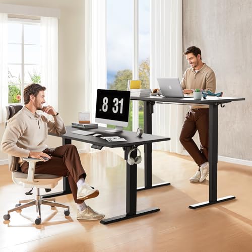 WALKINGDESK 40x24 Inches Whole Piece Electric Standing Desk, Seamless One Piece Height Adjustable Sit to Stand up Desk for Home Office, Ergonomic Computer Workstation, Black - color: Black, size: 40 inch