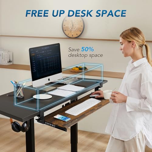 Keyboard Tray Under Desk Pull Out with Extra Sturdy C Clamp Mount System, 32.8 (38 inch Including Clamps) x 12 Inch Slide-Out Platform Computer Drawer for Typing Vintage AX01WG202 - color: Vintage, size: 38"x 12”Keyboard Tray