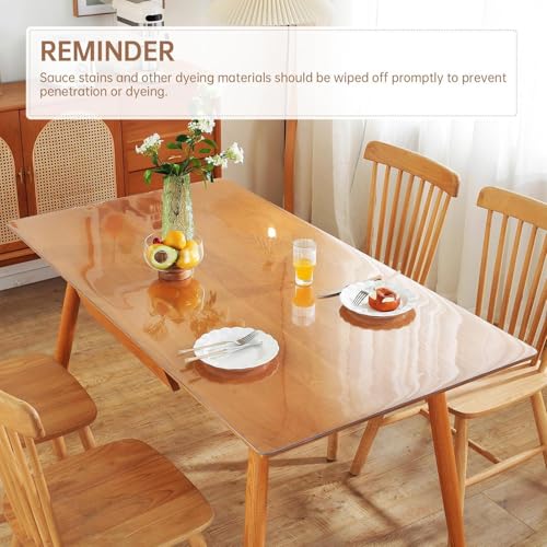 PVC Desk Mat – Waterproof Transparent Tabletop Shield, Anti-Scratch Sheet, Non-Slip Protector | Clear Desk Cover for Kitchen, Dining Area, Living Room, Study Table, Counter, Workstation - color: Transparent 1.0