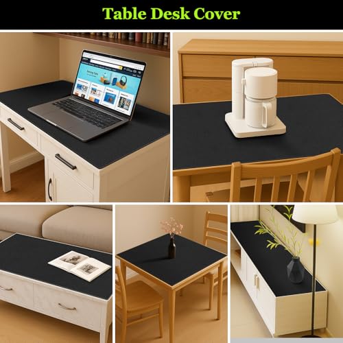 Warmstar Leather Table Cover 24 x48 Inch, 1.8MM Thick PVC Table Protector - color: Black, size: 24" x 48"