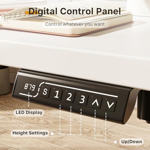 JOY worker Small Electric Standing Desk, 40" Whole Piece Height Adjustable - color: White, size: 40" * 20"