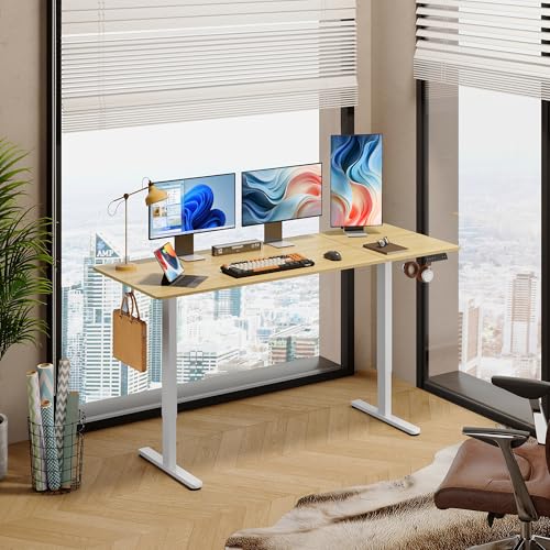 DEVAISE 71 Inch Standing Desk with Split Top, Computer Desk, Maple - color: Maple, size: 71 Inch