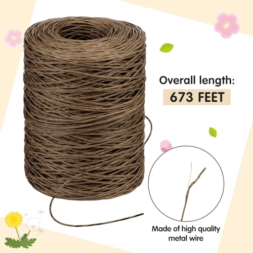 Syhood 673 Feet Floral Vine Bind Wire Rustic Craft Wire, Dark Khaki - color: Dark Khaki, size: 673 Feet