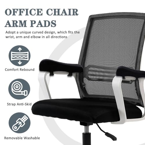 2 Pack Office Chair Armrest Pads Covers,Arm Rest Pad with Memory Foam Elbow Pillow for Forearm Pressure Relief, Arm Rest Covers for Office Chairs, Wheelchair, Comfy Gaming Chair (Black) - color: Black