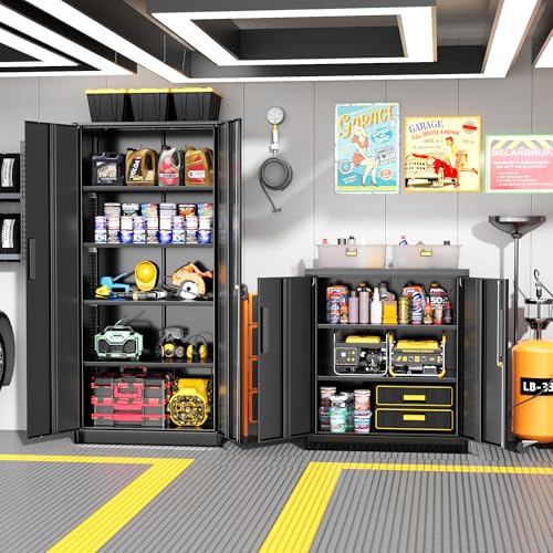 Greenvelly Metal Garage Storage Cabinet, Black 36" Locking File Cabinet with 2 Doors and Adjustable Shelves for Home Office,School - color: Bleck, size: 36"