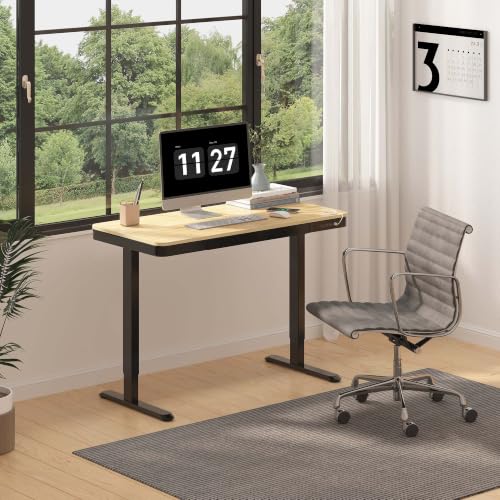 FLEXISPOT 48" Electric Standing Desk with Drawers, USB Charging Ports, Quick Assembly, Height Adjustable Sit Stand Desk with Child Lock for Natural Home Office, Bamboo Finish Top/Black Legs - color: Natural/Black, size: 48x24"