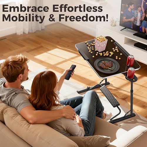 FoldWise Upgraded Folding TV Tray Table, Sturdy Couch & Dinner Laptop Table - color: (Black) - Dark Wood Mahogany