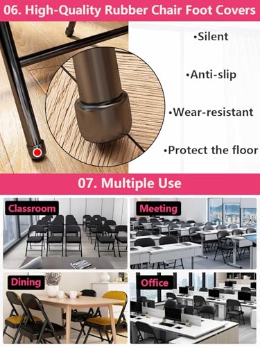 Black Padded Folding Chairs with Cushion 4 Pack, Heavy Duty Steel - size: 4 pack