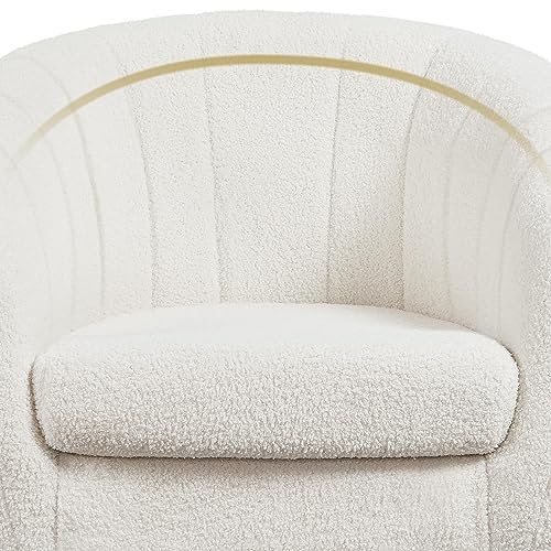 Yaheetech Barrel Accent Chairs Set of 2, Modern Cozy Vanity Chairs, Ivory | Boucle Fabric Armchair with Gold Metal Legs, Reading Chair with Removable Seat Cushion for Living Room Bedroom Small Space - color: Ivory