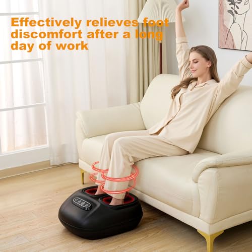 LINGTENG Foot Massager, Heated Foot Massager (Graphite Black) | Foot Massage with 3 Modes, 3 Intensity Levels, 15-Min Timer, Birthday Gifts for Women Men, Anniversal Gifts, Size up to 13" - color: Dark Black