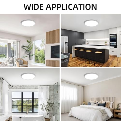 hykolity 12 Inch Selectable CCT LED Round Flat Panel Light,2 Pack | 24W 3000K/4000K/5000K, Edge-Lit Flush Mount Ceiling Light Fixture for Kitchen, Bedroom, Laundry and Closet Room,White - color: White, size: 12 inch