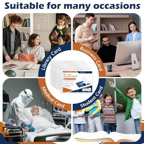 10 Pack 10 Mil 2.9"x4.1" Self Sealing Laminating Pouches for 2.5“ x 3.5” Card Plastic Laminating Sheets Business Card Size Clear Lamination Paper for Office School Home Supplies(No Laminator Need) - size: 2.5x3.5inch