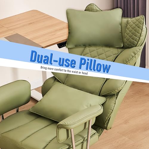 500 Lbs Kneading Massage Office Chair with Foot Rest Reclining Green | Ergonomic Computer Chair, High Back Thick Cushion, Big & Tall, Comfy Leather, Heavy Duty Home Executive - color: Green