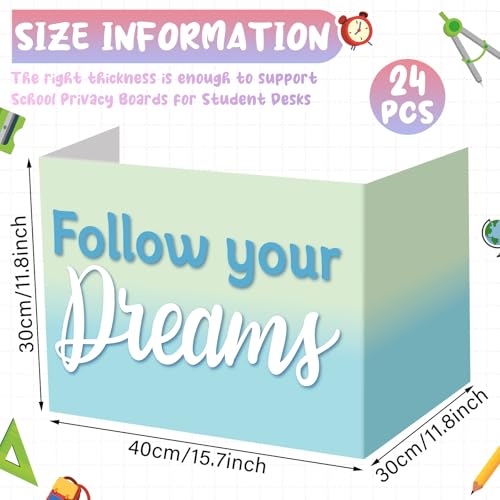Honoson 24 Pcs Inspirational Privacy Folders for Students | Cardboard Desk Shields with Motivational Words, 6 Designs for Classroom Study, Tri-fold Exam Dividers, Bulk Test Boards - style: Macaron