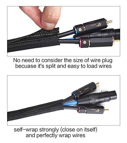 Alex Tech 10ft - 1 inch Cord Protector Wire Loom Tubing Cable Sleeve Split Sleeving For USB Cable Power Cord Audio Video Cable – Protect Cat From Chewing Cords - Black - color: Black, size: 1"-10ft