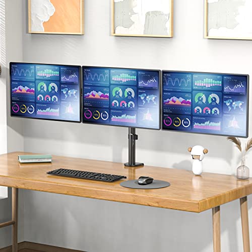 WALI Adjustable Triple Monitor Mount for 13-27 inch Screens, 22 lbs per Arm - color: Black (C-Clamp), size: Triple
