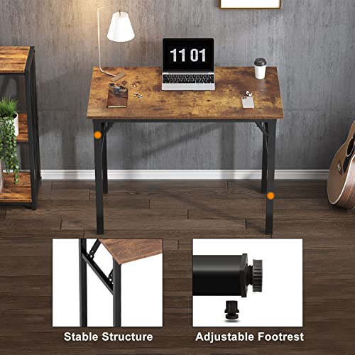 Need Small Folding Computer Desk, 31.5 Inch Writing Table, Rustic Brown - color: Rustic Brown, size: 31.5 inches