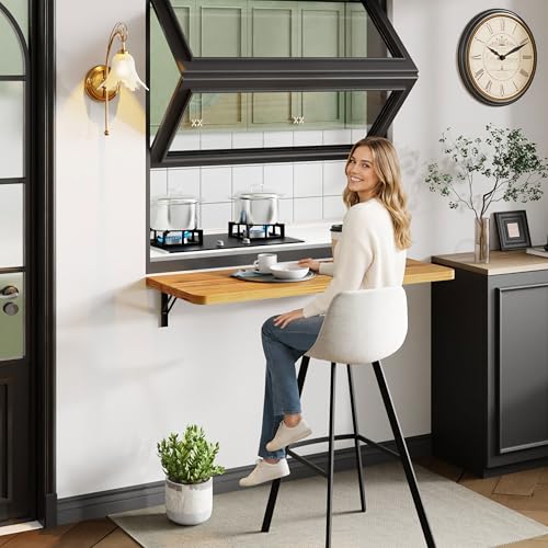 Dogsky Floating Wall Desk 36" x 14" - 200 lbs Heavy Duty Solid Pine - color: Golden Brown, size: 36" x 14"