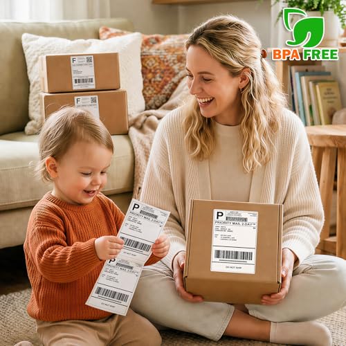 Phomemo 4x6 Thermal Shipping Labels 250 PCS Fanfold Labels for Address Mail - color: White, size: 4"x6"250