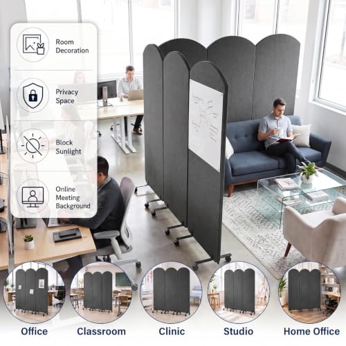 3-Panel Portable Office Partition, Acoustic Wall Divider with whiteboard - color: Dark Gray, size: 3 Panel with Whiteboard