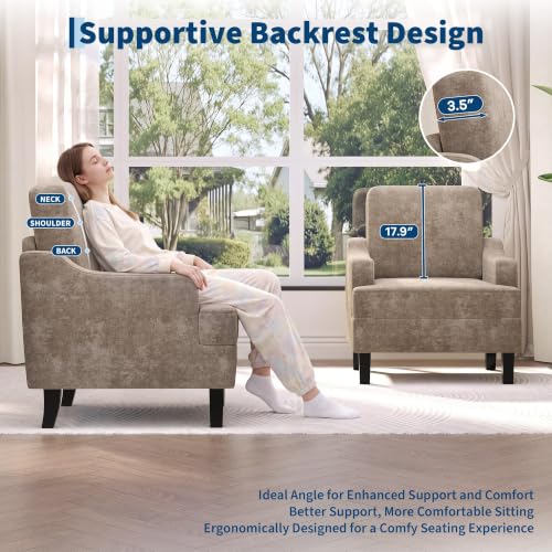 Garvee 2Pcs Accent Chair, Upholstered Armchair for Living Room, Grey - color: Grey, size: 2 Pack
