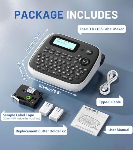 Label Maker Machine with Tapes, D210S Waterproof Laminated Labeler Portable - color: Gray