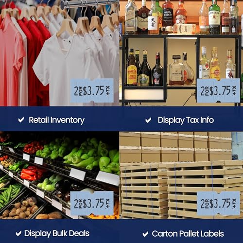 Perco 1 Line Blue Labels - 8,000 Blank Price and Date Gun Labels for Perco Lite, X, Plus and Pro 1 Line Price and Date Guns- 8 Rolls, 1 Sleeve - Made in USA - color: Blue, size: 1 Sleeve