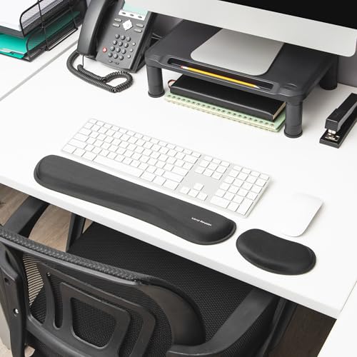 Mind Reader Ergonomic Keyboard and Mouse Wrist Rest Sets, Gaming Accessory, Memory Foam, 16.75" L x 3" W x 0.75" H, 6 pcs, Black - size: 3-Pack