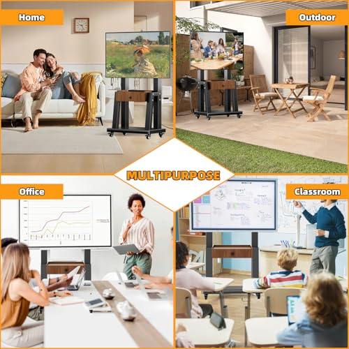 Mobile TV Stand on Wheels for 32-75 Inch TVs | with Drawer and Wheels,Height Adjustable,Screen Up to 150lbs,TV Stand for Bedroom,Indoor - color: Walnut