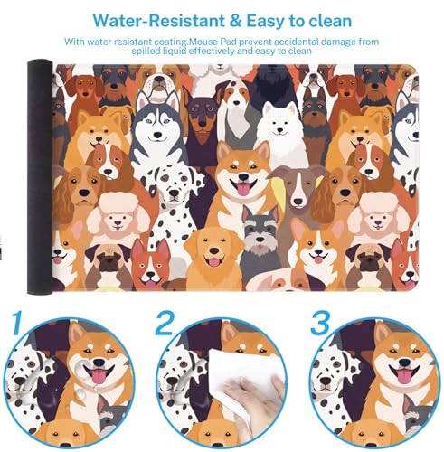 Large Mouse Pad, Mouse Pad, 31.5 x 15.7 Inch, Dog Cute | Non-Slip Desk Pad Keyboard and Mouse Desk Mat for Gamer, Office & Home - color: Cute Dog