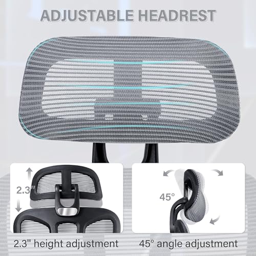 Ergonomic Office Chair with Retractable Footrest, Dark Grey - color: Dark Gray