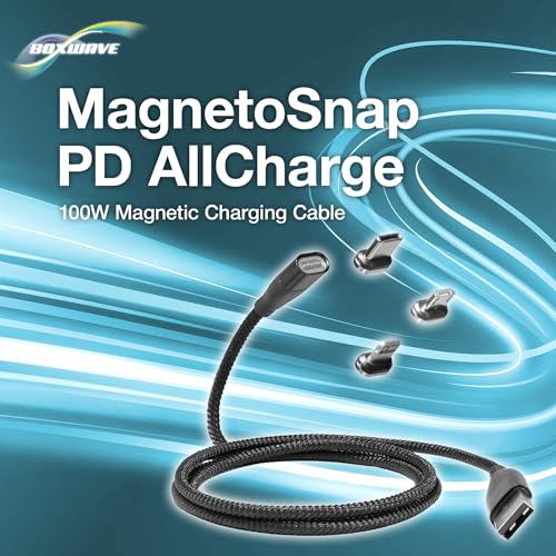BoxWave Cable Compatible with Logitech Spotlight Presentation Remote - MagnetoSnap PD AllCharge Cable (100W), Magnet Charging Braided USB Type-C Micro - Jet Black
