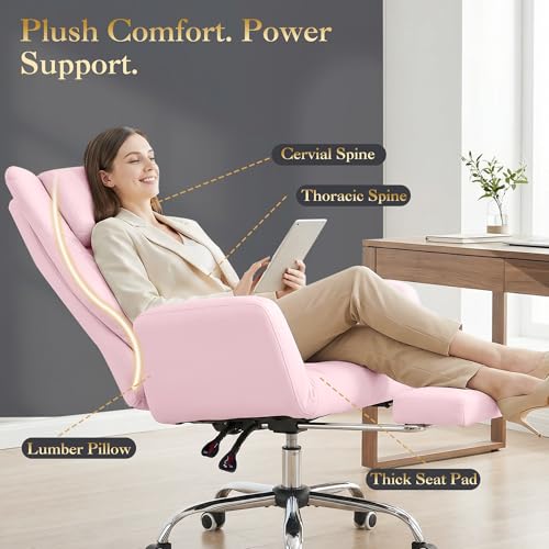 High Back Criss Cross Office Chair with Foot Rest & Flip Armrests - color: Pink