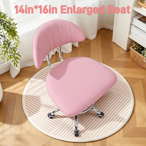 Height Adjustable 360° Swivel Drafting Chair – Ergonomic Office Chair with Backrest & Foot Rest, 220lbs Load Capacity, Rolling Computer Stool for Home Office, Studio, Dental, Salon Pink - color: Pink