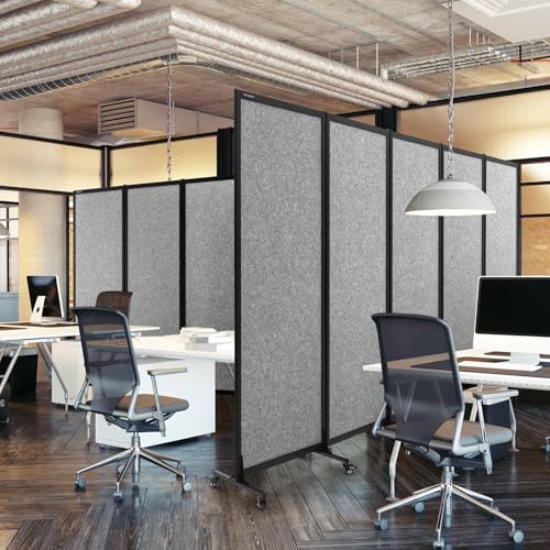 Room Partition 2.0 Upgrade Version,10'6"L* 6'7"H,5 Panel,Light Grey - color: Light Grey, size: 5