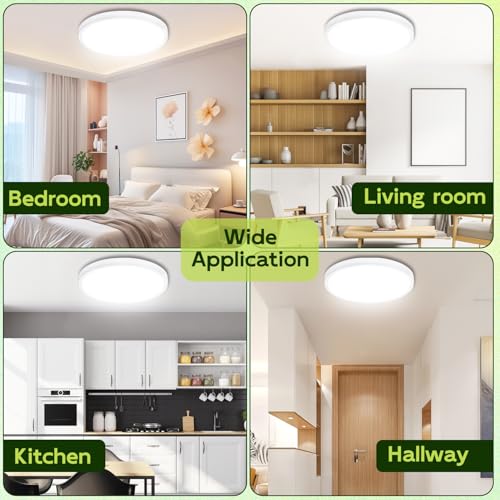 hykolity 9 Inch Selectable CCT LED Round Flat Panel Light,1800LM,2 Pack | 18W 3000K/4000K/5000K, Edge-Lit Flush Mount Ceiling Light Fixture for Kitchen, Bedroom, Laundry and Closet Room,White - color: White, size: 9 inch