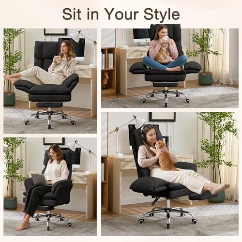 JOMEED Cloud Cross Legged Office Chair with Footrest and Flip Armrest,Black - color: Luxurious Black